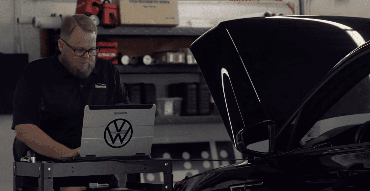 Express Diagnostics technician performing vehicle diagnostics